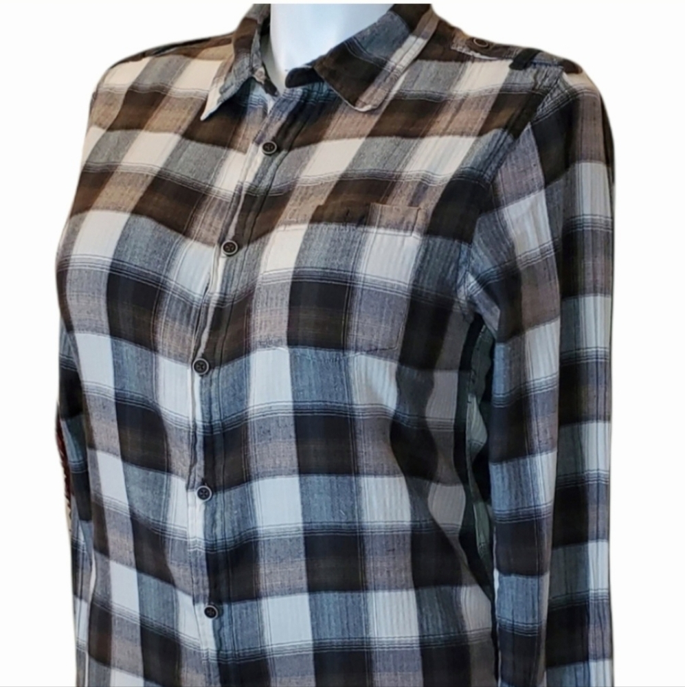 GUESS Brand Tartan Button Down Top